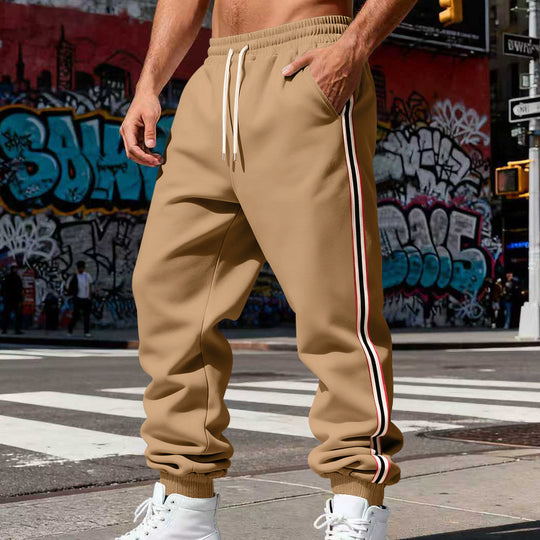 Herren lässige Jogginghose mit seitlichen Kontraststreifen, Gummibund und Bündchen Shop Nory
