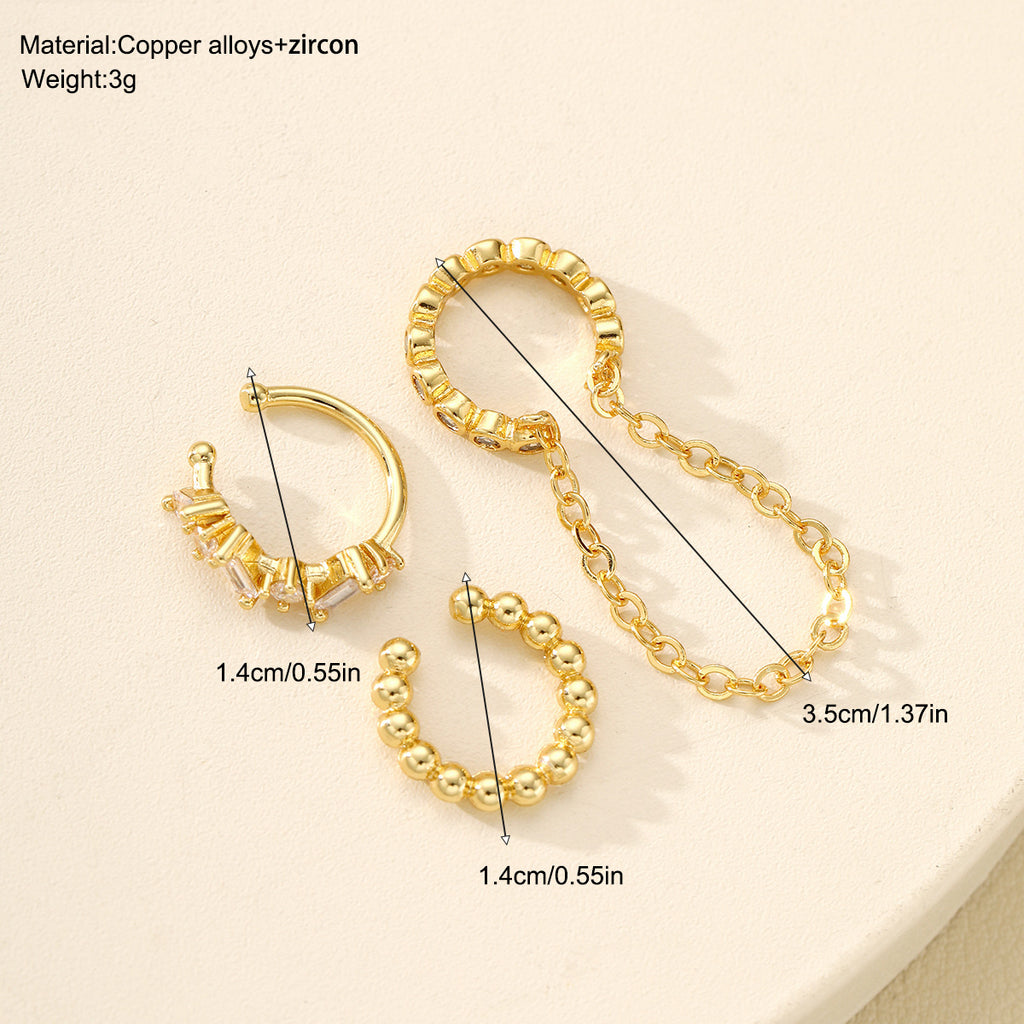 Damen Ohrcuff Set mit funkelnden Kristallen und elegantem Ketten-Design Shop Nory