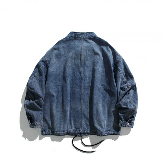 Herren Oversize-Jeansjacke mit Stehkragen, aufgesetzten Taschen und Tunnelzug Shop Nory