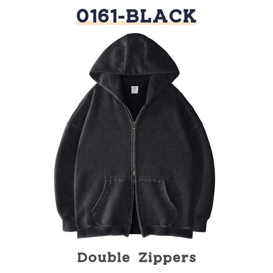 Unisex Oversized Kapuzenjacke mit Doppelreißverschluss und Kängurutaschen Shop Nory