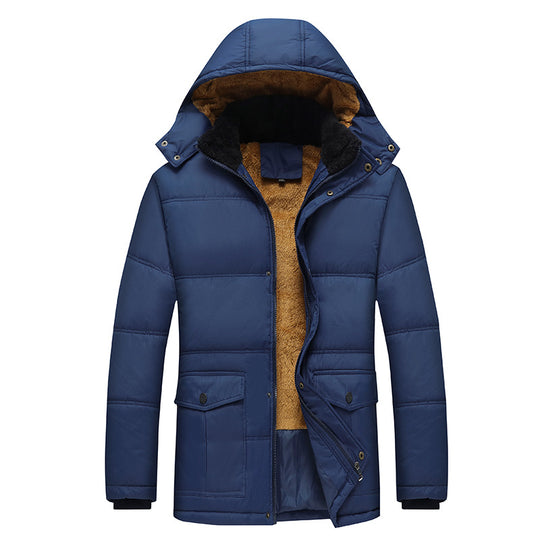 Herren Langer Thermoisolierter Steppparka mit Teddy-Innenfutter, Kapuze und Klappentaschen Shop Nory