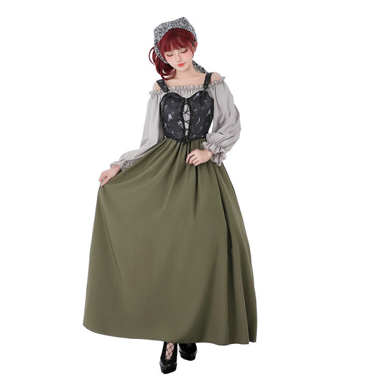 Damen nan Renaissance-inspiriertes Maxikleid mit Schnürkorsett und Carmenärmeln Shop Nory