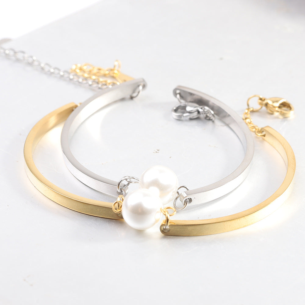 Damen Armreif mit elegantem Perlenakzent und verstellbarem Verschluss Shop Nory