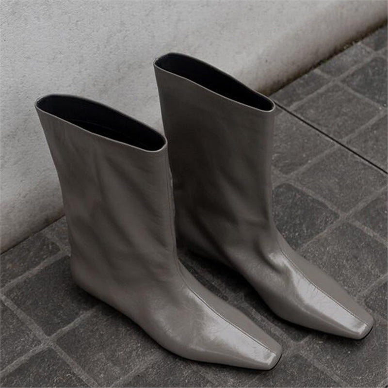 Damen kniehohe Stiefel mit quadratischer Zehenform und schlankem Schaft Shop Nory