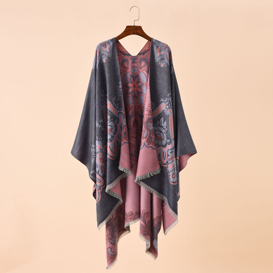 Damen Leichter Jacquard-Überwurf mit kaschmirähnlichem Griff und Fransensaum Shop Nory