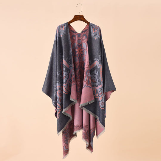 Damen Leichter Jacquard-Überwurf mit kaschmirähnlichem Griff und Fransensaum Shop Nory