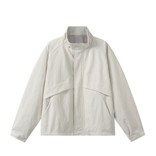Herren Leichte Übergangsjacke im minimalistischen Field‑Style mit hohem Stehkragen und verdeckter Frontblende Shop Nory