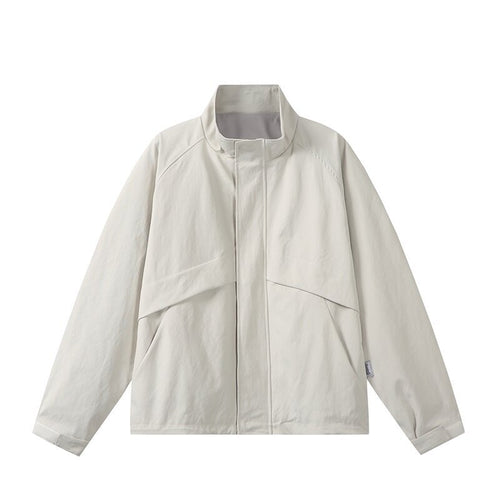 Herren Leichte Übergangsjacke im minimalistischen Field‑Style mit hohem Stehkragen und verdeckter Frontblende Shop Nory