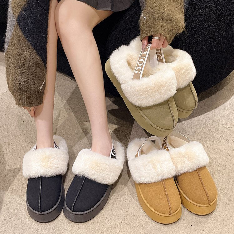 Damen Pelzgefütterte Slingback‑Pantoletten mit elastischem Markenriemen und leichter Plateausohle Shop Nory