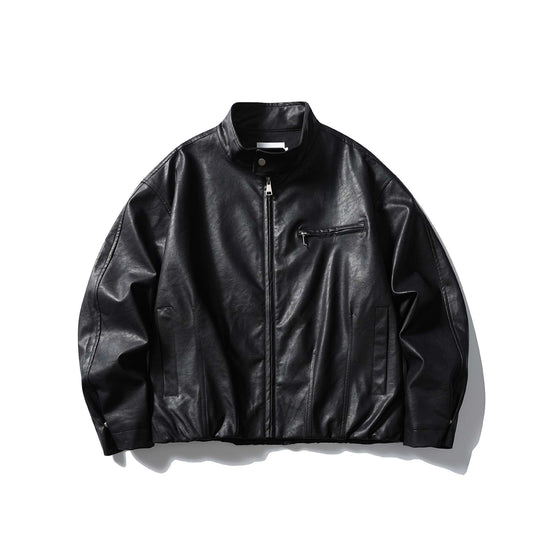 Herren Lederblouson im Pilotenstil mit hohem Stehkragen und Reißverschluss-Brusttasche Shop Nory