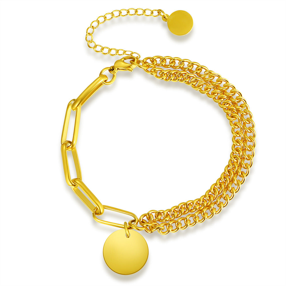 Damen Armband mit doppelter Kettenstruktur und gravierbarem Anhänger Shop Nory