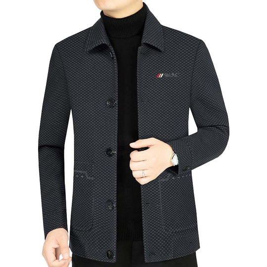 Herren Leichtes strukturiertes Übergangsjackett mit Hemdkragen und aufgesetzten Taschen Shop Nory