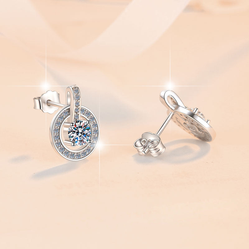 Damen Ohrringe mit funkelndem Zirkonia und modernem Kreisdessin Shop Nory