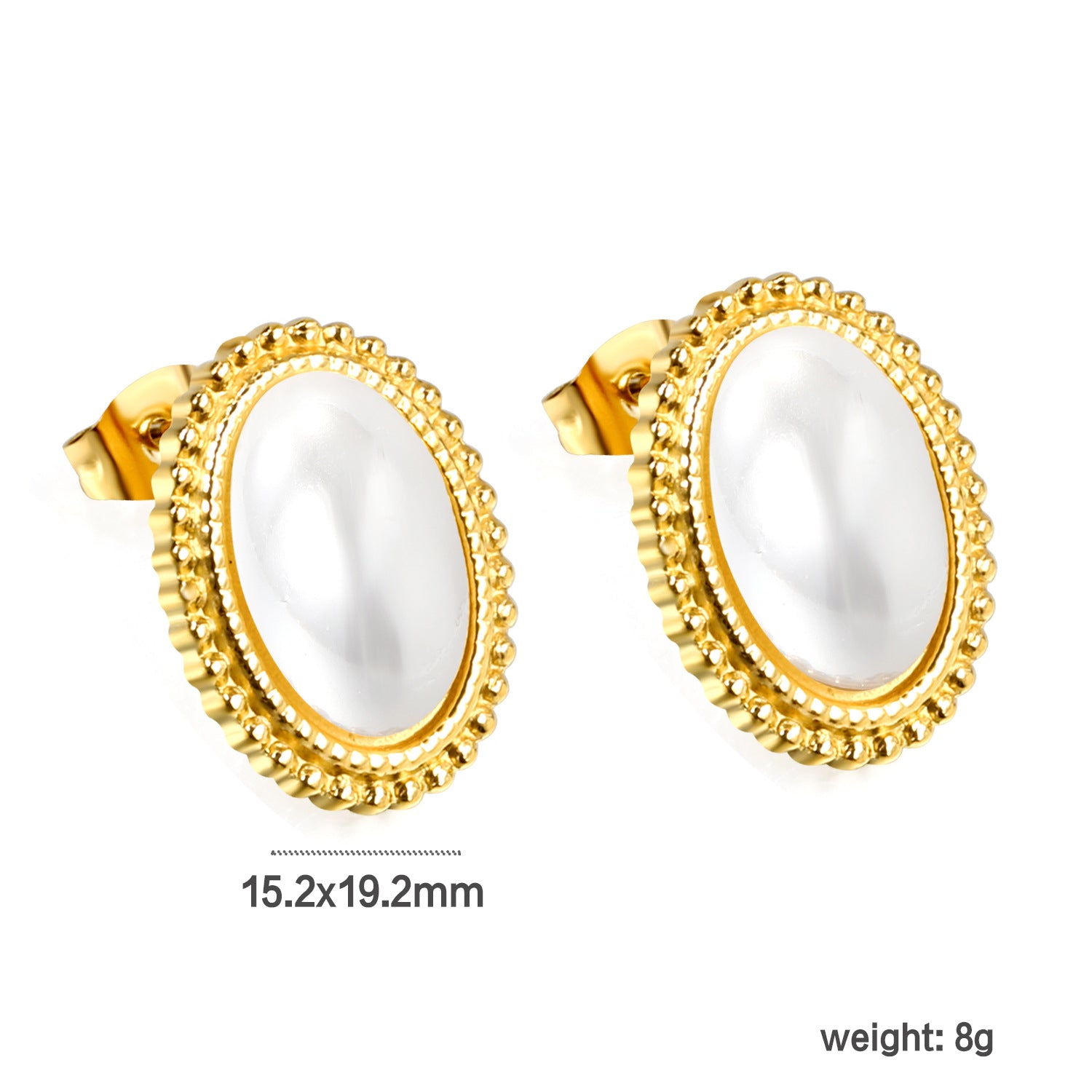 Damen Ohrstecker mit ovalem schwarzen Stein und goldfarbenem Rand Shop Nory