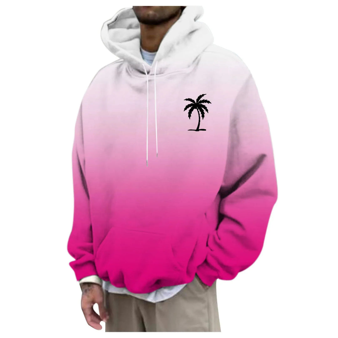 Unisex Trendiger Oversized Kapuzenpullover mit Farbverlauf und Palmenmotiv Shop Nory