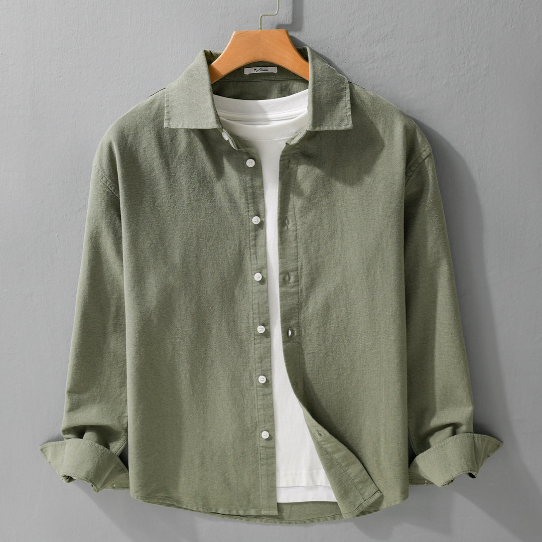 Herren Leichtes Leinen-Baumwoll-Overshirt mit Kentkragen, Relaxed‑Fit und durchgehender Knopfleiste Shop Nory