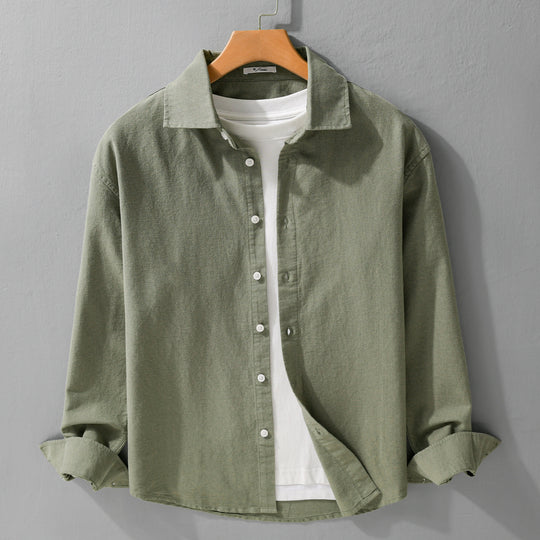 Herren Leichtes Leinen-Baumwoll-Overshirt mit Kentkragen, Relaxed‑Fit und durchgehender Knopfleiste Shop Nory
