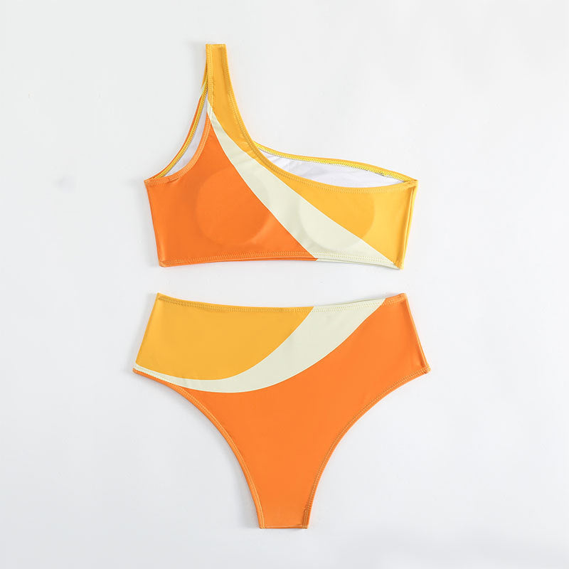 Damen Einseitiger Bikini mit farblich abgestimmtem Design