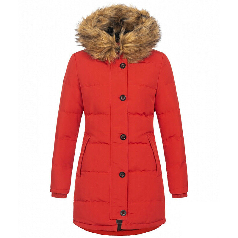 Damen Thermo-Parka mit taillierter Silhouette, Knopfleiste & abnehmbarer Kunstfellkapuze Shop Nory