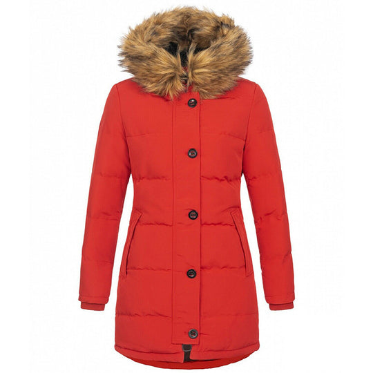 Damen Thermo-Parka mit taillierter Silhouette, Knopfleiste & abnehmbarer Kunstfellkapuze Shop Nory