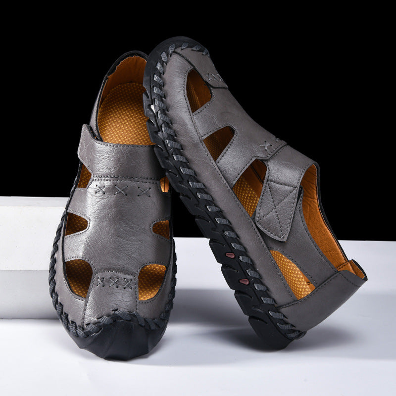 Herren Atmungsaktive Leder-Sandalen mit rutschfester Sohle
