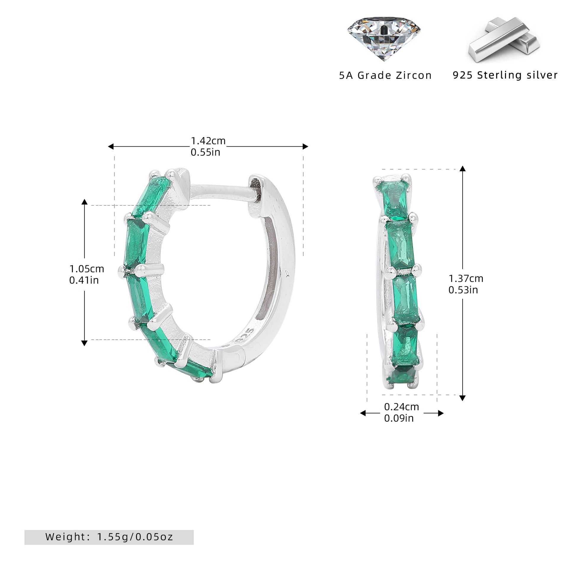 Damen Creolen mit funkelnden Zirkon-Elementen aus hochwertigem 925 Sterling Silber Shop Nory