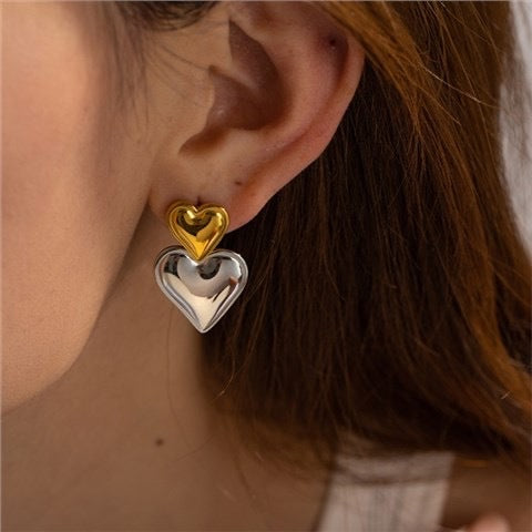 Damen Herzförmige Silber Statement Ohrringe Shop Nory
