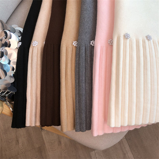 Damen Plissierter Rock mit dekorativen Perlen Shop Nory