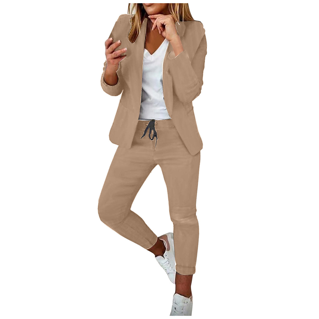 Damen nan lässiges Hosenanzug-Set mit Joggerhose, Kordelzug und tailliertem Blazer Shop Nory