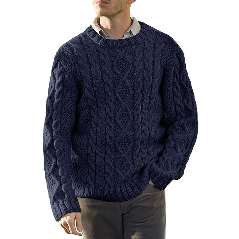 Herren Grobstrickpullover mit klassischem Zopfmuster