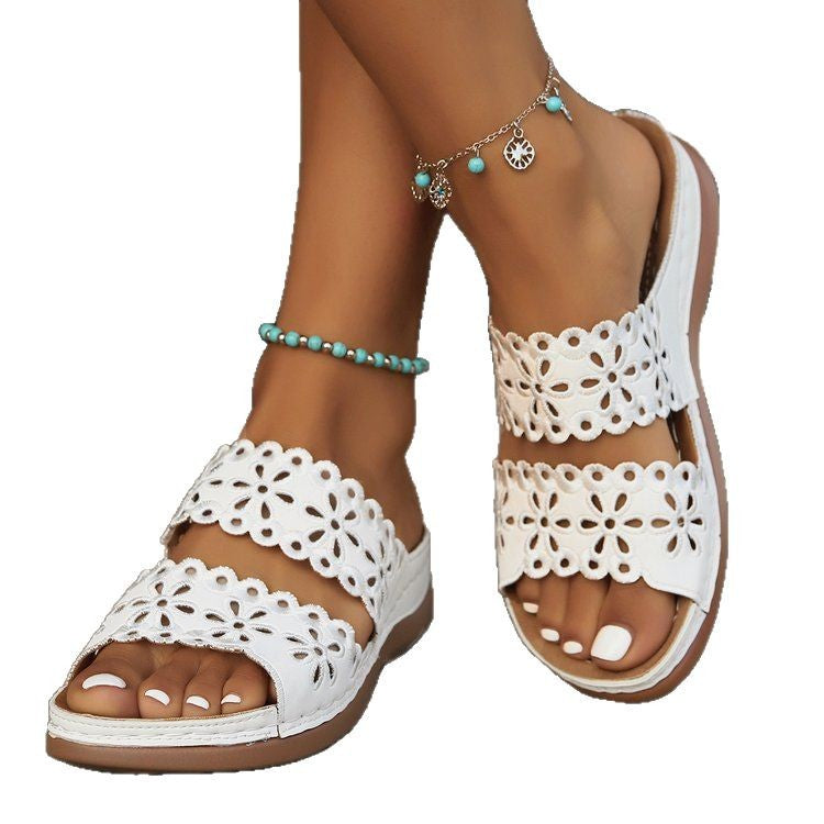 Damen modische Pantolette mit floralem Schnitt