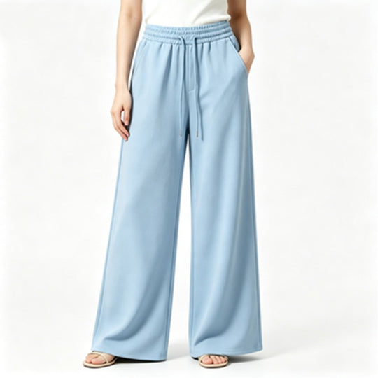 Damen nan weite High-Waist Loungehose mit elastischem Bund, Kordelzug und fließendem Jersey Shop Nory