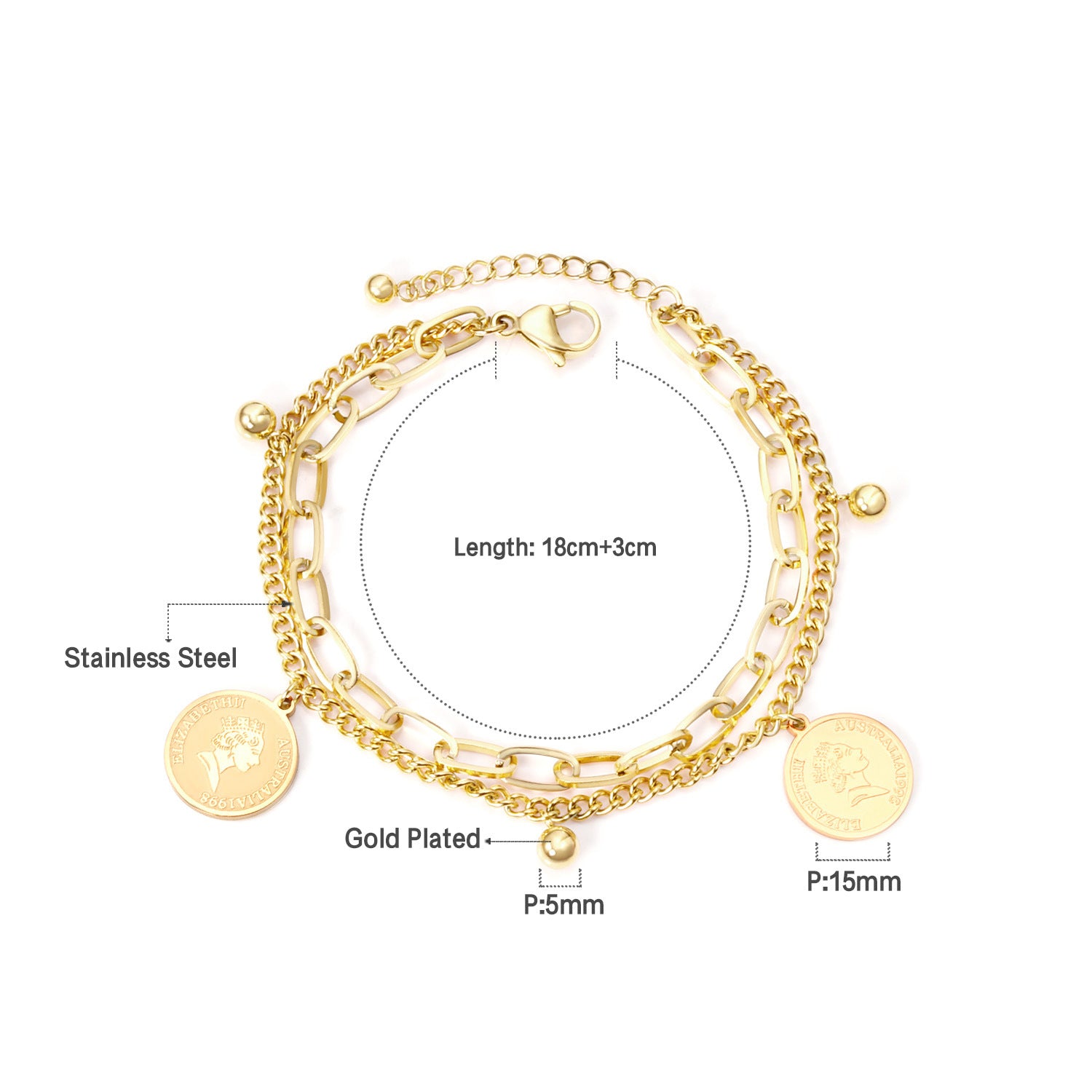 Damen Armband mit Anhänger aus hochwertigem Edelstahl und rosé vergoldetem Design Shop Nory