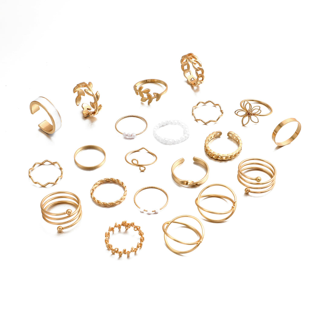 Damen Ring-Set mit kreativen Designs und funkelnden Elementen Shop Nory