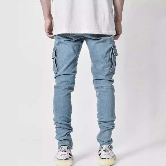 Herren Eng geschnittene Cargo-Jeans mit Stretch und Mehrfach-Taschen Shop Nory