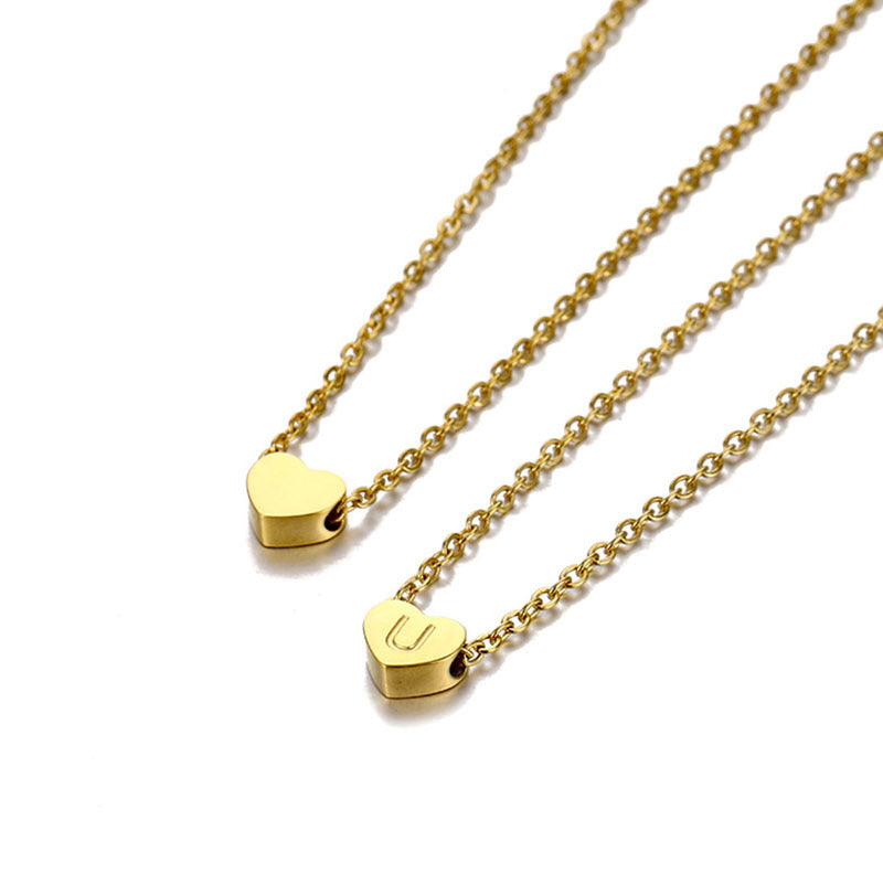 Damen Halskette mit herzförmigem Anhänger und personalisiertem Buchstaben Shop Nory