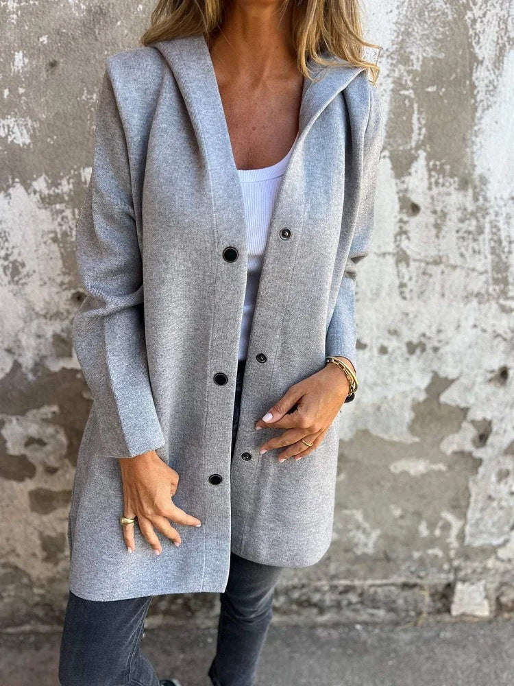 Einfarbige Mid Length Strickjacke