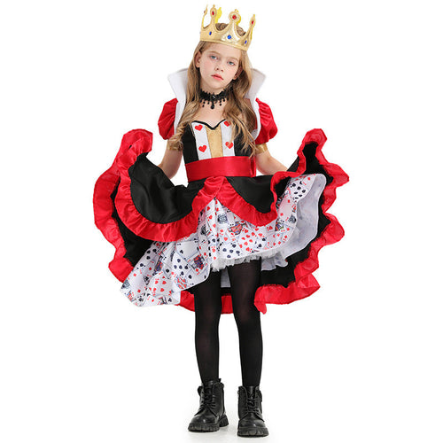 Mädchen Kostüm als königliche Herz-Dame mit Rüschen und detailliertem Zubehör Shop Nory