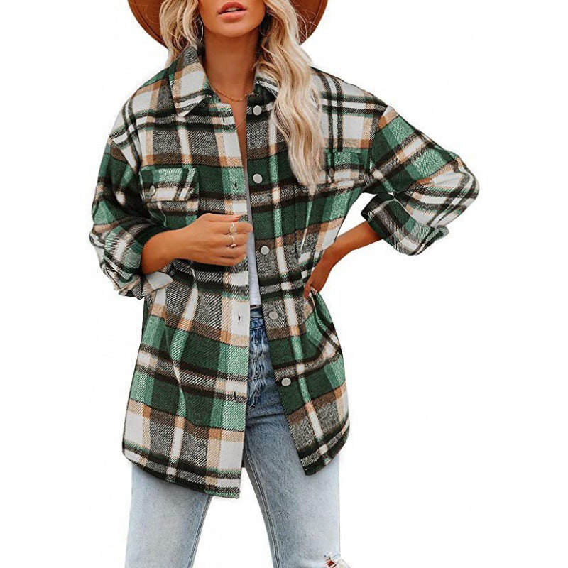 Damen Flanelljacke im lässigen Karomuster