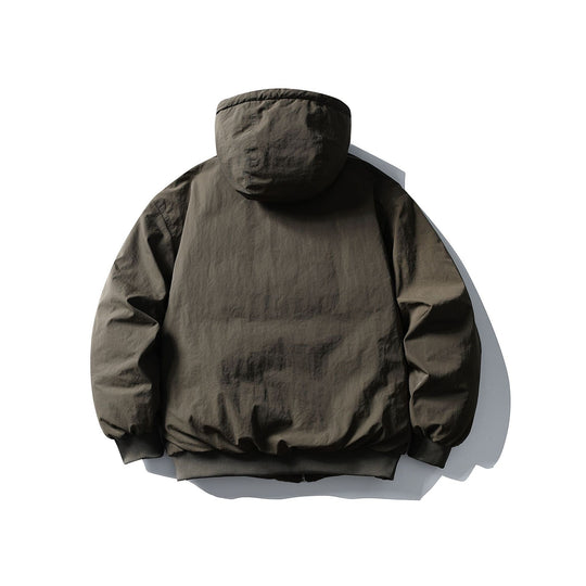 Unisex Boxy wattierte Kapuzenjacke mit Kängurutasche und Rippbündchen Shop Nory
