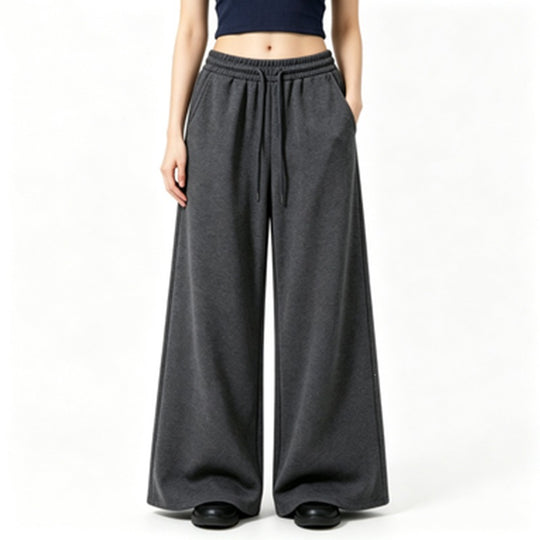 Damen nan weite High-Waist Loungehose mit elastischem Bund, Kordelzug und fließendem Jersey Shop Nory