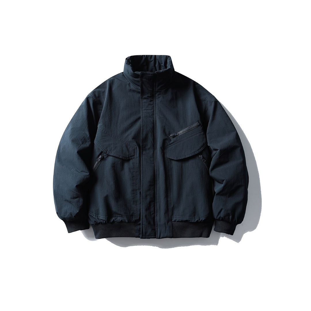 Herren Boxy-Utility-Bomberjacke mit hohem Stehkragen, verdeckter Frontblende und Zip-Brusttasche Shop Nory