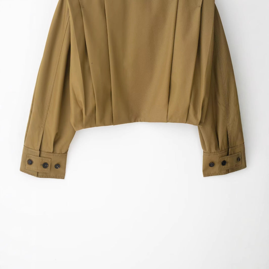 Damen Kurzgeschnittene Trenchjacke im Boxy-Schnitt mit breitem Revers und Epauletten Shop Nory
