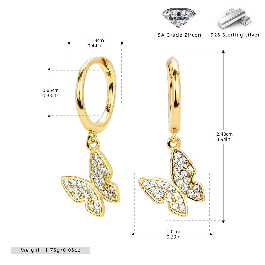 Damen Ohrhänger mit eleganten Schmetterlingsanhängern aus 925 Sterling Silber Shop Nory