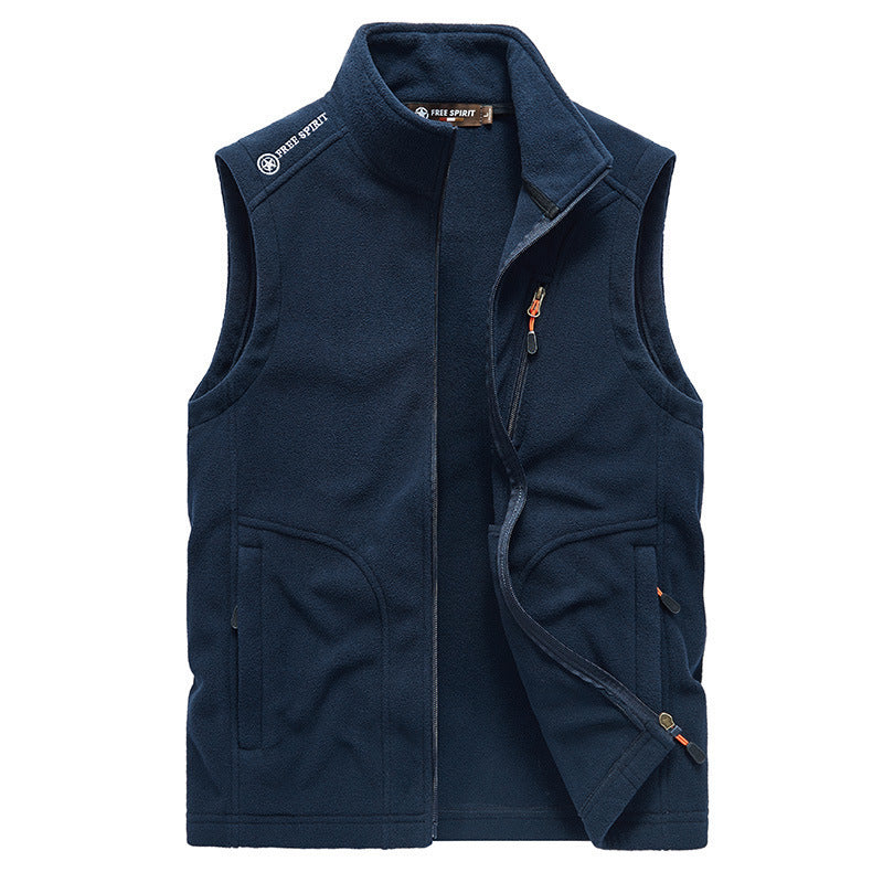 Herren Fleece-Weste mit Stehkragen, Reißverschlusstaschen und windabweisender Front Shop Nory