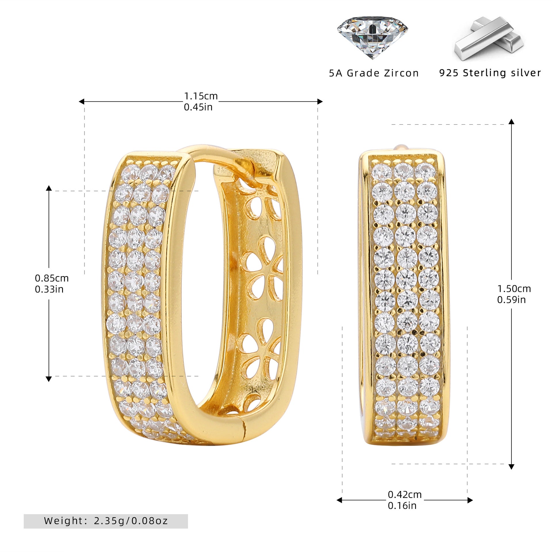 Damen Creolen mit funkelnden Zirkon-Steinen und elegantem Design Shop Nory