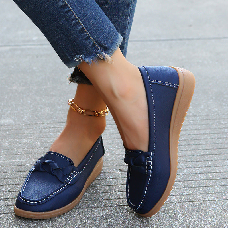 Damen Mokassin Schuhe mit eleganten Flecht-Details