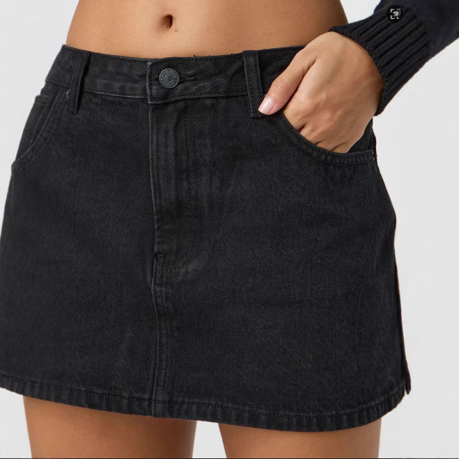 Damen Denim-Minirock mit modischen Taschen und klassischem Schnitt
