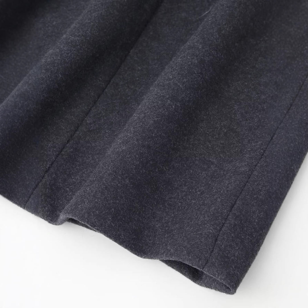 Damen Schlichter Midi-Mantel aus Wollmix mit V‑Kragen, Taillierungsnähten und seitlichen Eingrifftaschen Shop Nory