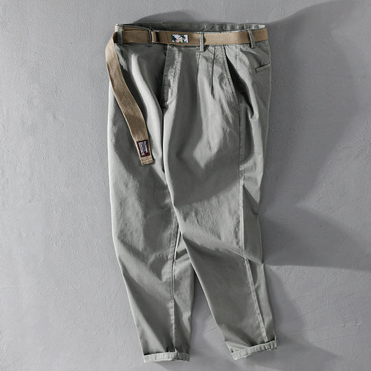 Herren Baumwoll-Chino mit Webgürtel und konischem Bein Shop Nory